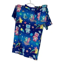 Birdie Bean Care Bears Blue Space 2 Piece Pajamas Bamboo Size 7/8 Short Set NWT