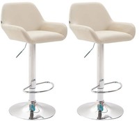 2Er Set Barhocker Braga Kunstleder Chrom Creme