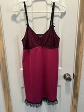 Women’s Hot Pink With Black Lace Silkie Nightie Negligee