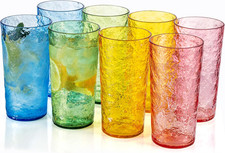 18-ounce Acrylic Highball Glasses Plastic Tumbler, set of 8 Mixed-Color