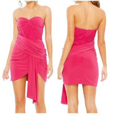 Mac Duggal NWT Pink Strapless Ruched Faux Wrap Dress Size 6 Sweetheart Neck