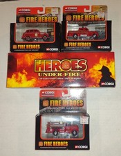 Corgi Fire Heroes Firetruck Lot, 4 Total. Heroes Under Fire Open Cab Pumper