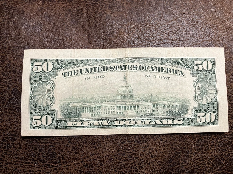1993 Series (G) - Chicago $50 Fifty Dollar Bill Federal Reserve Note OFFSET - Image 2 of 2
