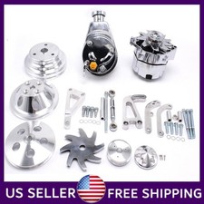 For Sbc Chevy Long Water Pump Pulley Kit W Power Steering Pump Alternator New For Sbc Chevy Long Water Pump Pulley Kit W Power Steering Pump Alternator New