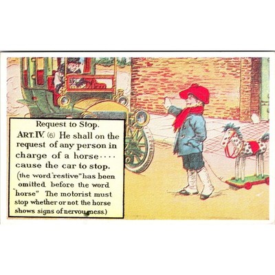 Request To Stop Art IV He Shall Cause The Car To Stop Vintage Postcard SPY13