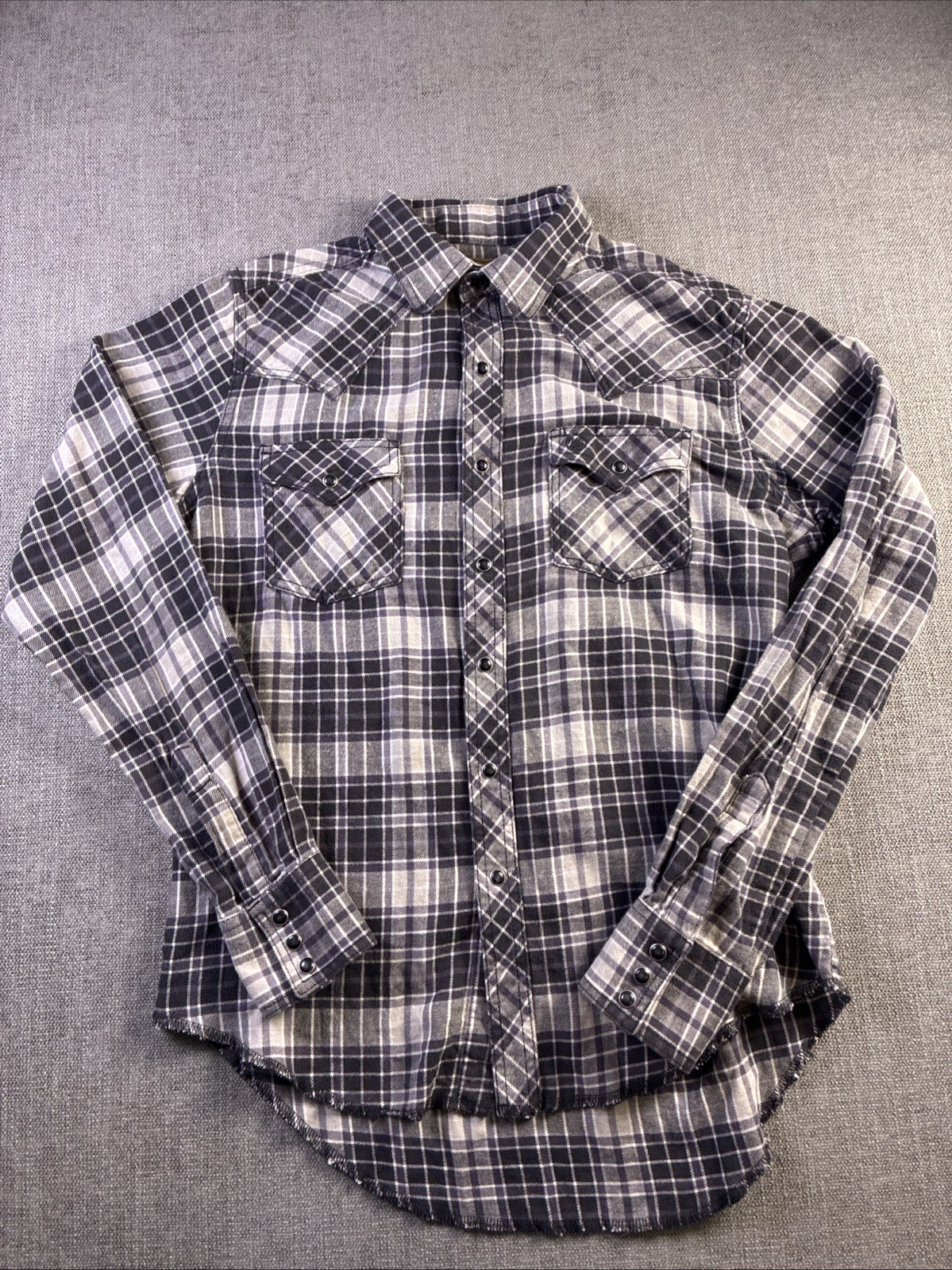 Wrangler Retro Flannel Shirt Men’s M Plaid Pearl Snap Western Cowboy Long Sleeve
