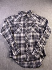 Wrangler Retro Flannel Shirt Men  s M Plaid Pearl Snap Western Cowboy Long Sleeve