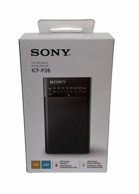Discontinued Analog Sony ICF-P26 Portable Pocket FM/AM Radio Built-in Speaker