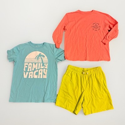 Boys Summer Vacation L Large 10-12 Lot of 3 Bright Colors Shirts & Shorts EUC