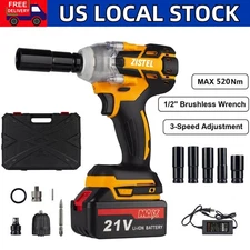 21V MAX Brushless High-Torque Tool with Case New Cordless Impact Wrench 1/2" Kit