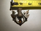 Vintage Costume Jewelry, Thistle Pin, Yellow Glass, brass metal, chrome. Used