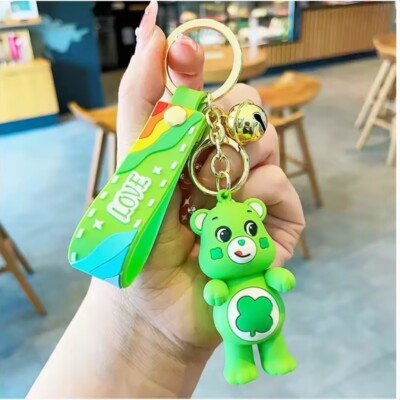 Charms Green Lucky Green Luck Bear CHAIN KEY RING FOB Keychain Latch Lucky Bear