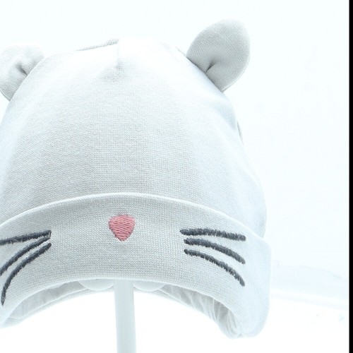 NEXT Girls Grey Cotton Beanie Size S - Cat Ears Size 0-3 Months - Picture 3 of 10