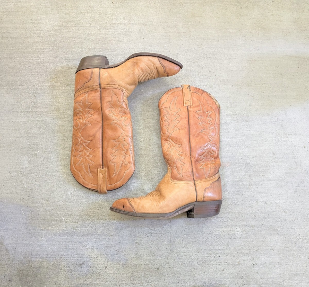Vintage J. Chisholm Cowboy Boots Brown Tan Men 9.5 D Leather 