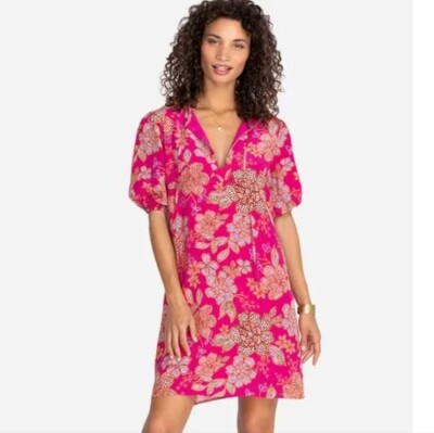 Johnny Was Vesna Floral Silk Tunic Dress, Boho Style, Size S