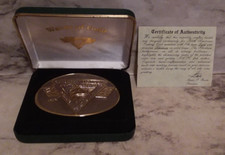 Vntg North American Fishing Club Belt Buckle 24kt Gold  Rhodium Over Brass