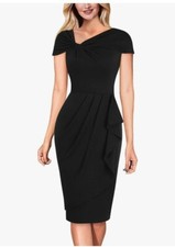 Vfshow Womens Twist V Neck Dress Size Small Pleated Waist Ruffle Bodycon Party