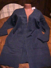 NWT WOMEN'S LONG CARDIGAN SWEATER RIB OPEN FRONT SIZE MEDIUM