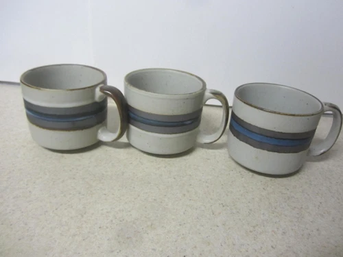 Lot of 3  Otagiri Horizon Stoneware Coffee Cup  Mug  Blue Grey