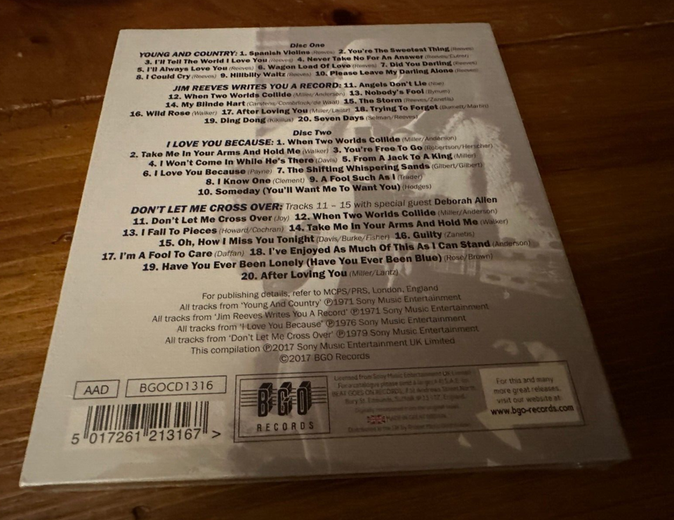 Jim Reeves 2cd Jim Reeves 2-CD YOUNG & COUNTRY/WRITES YOU A RECORD/I LOVE YOU BECAUSE ...
