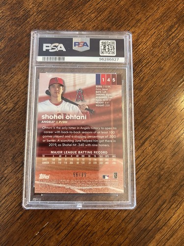 2020 Stadium Club Shohei Ohtani Chrome Orange Refractor /99 PSA 10 Gem Mint - Picture 3 of 4