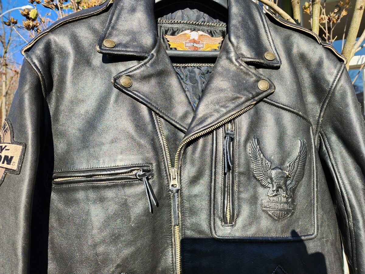 HARLEY DAVIDSON LEATHER JACKET OLD SKOOL VINTAGE DISTRESSED HARLEY DAVIDSON LEATHER JACKET OLD SKOOL VINTAGE DISTRESSED