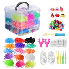 4614pcs Rubber Bands Kit with 3 Layer Container Bracelet Making Kit for Girls