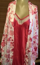 Secret Treasures Robe/Gown Set Sleeveless Nightgown W/Floral Robe Size L