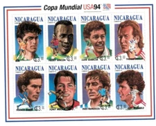 Nicaragua 1994 -  Soccer Players - Sheet of 8 Stamps - Scott #2042A-H -MNH