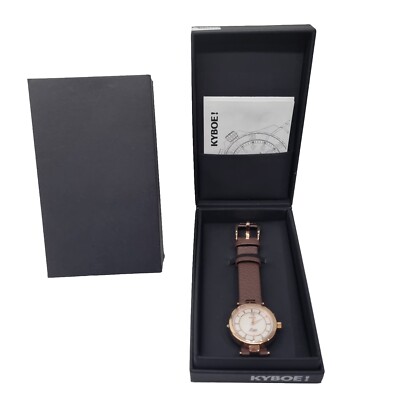 KYBOE! Lago Wristwatch Rose Gold Diamante Stud LED 35mm Leather Strap Boxed NOS