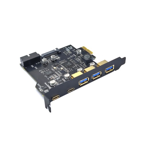 Carte d'extension PCI-E vers USB3.0 GEN1 5 ports connecteur 19 broches 2xType C 3xType A g - Photo 2/5