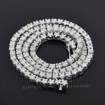 3mm 22 Inches White Diamonds Tennis Necklace- Great Sparkle! FREE Diamond stud