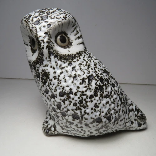Vintage Pigeon Forge Pottery Tenn Brown and White Owl Figurine 4 1/4" Tall