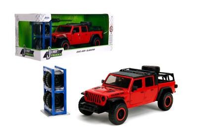 Jada 1:24 JT mit Gepäckträger 2020 Jeep Gladiator Öffnungsfunktionen. Radträger & Reifen
