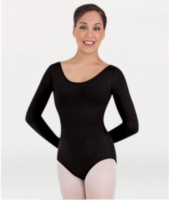 Body Wrappers BWC326 Black Women's Large (Fits Size Medium) Long Sleeve Leotard
