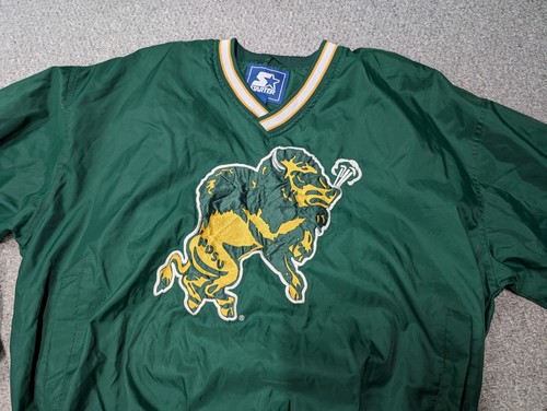 STARTER Giacca Bomber Varsity Vintage NSDU Dakota Bison Verde Nylon - L - Foto 3 di 18