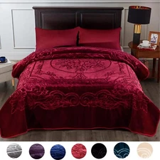 Weighted Fleece Bed Blanket 9LB Heavy Reversible Korean Style Raschel Blankets