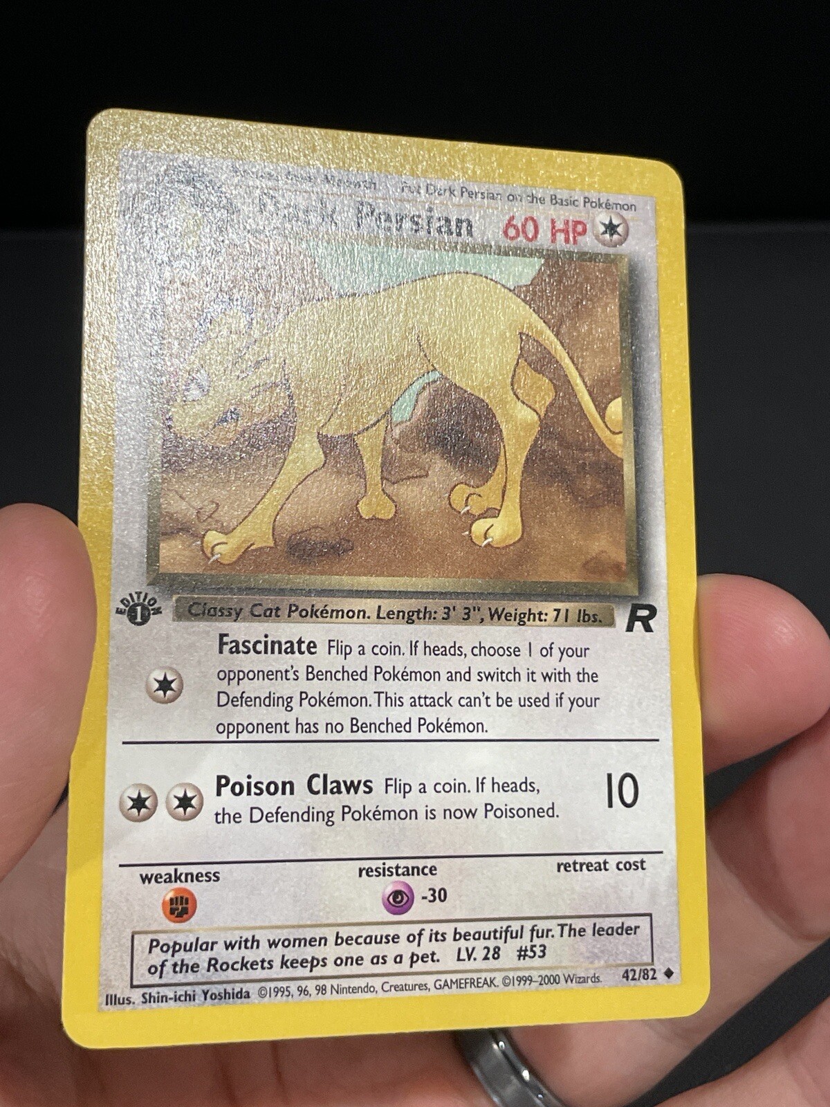 Pokémon Card 1ST EDITION Dark Persian Team Rocket 42/82 WotC Vintage 2000 NM