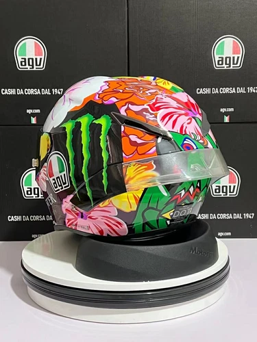 Casque intégral le plus cher AGV fleur de perroquet casque moto course universel -