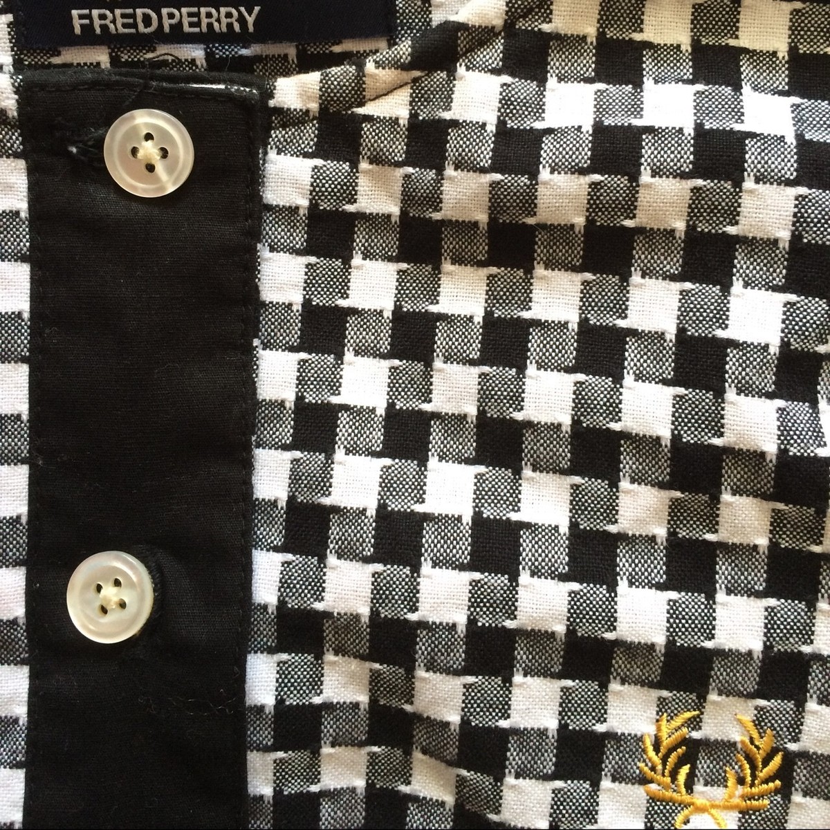 Fred Perry Black & White Textured Gingham Check Dress - Size 8 View 5