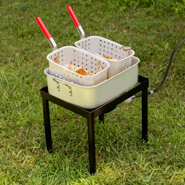 18 Qt. Dual Basket Liquid Propane Portable Outdoor Camping Fish Fryer
