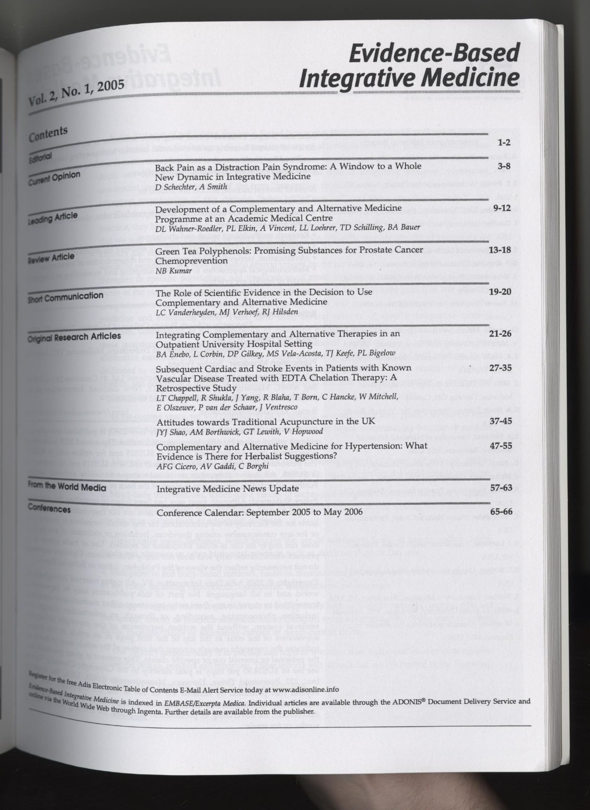 EvidenceBased Integrative Medicine Vol. 2, No.1, 2005 (Paperback) eBay