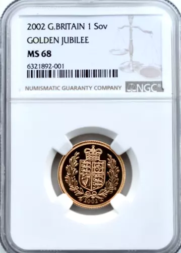 2002 Gold Sovereign NGC MS68 Great Britain UK Royal Mint