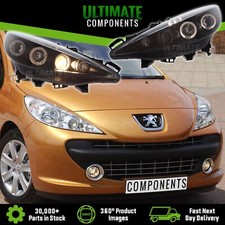 Peugeot 207 Hatchback 2006-2013 Projector Halo Angel Eyes Rings Headlights Black