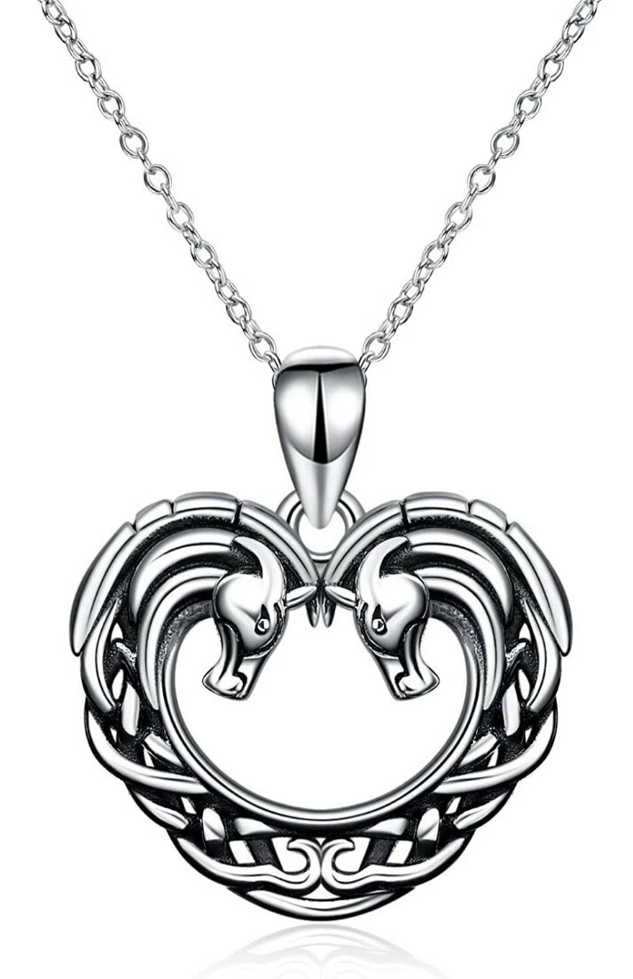 Sterling Silver Love Heart Horse Pendant Necklace Celtic Knot Irish Jewelry  Gift | eBay