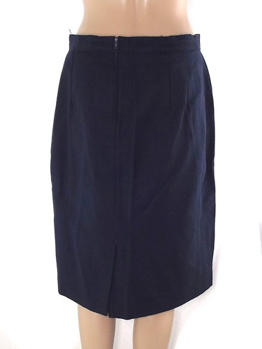 Gonna Ginocchio S M Small Medium Foderata Blu Sartoriale Dritto Lana Vergine - Picture 13 of 24
