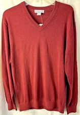 NEW Men's DANIEL CREMIEUX Signature V Neck Cotton Supima SWEATER M Burgundy Red
