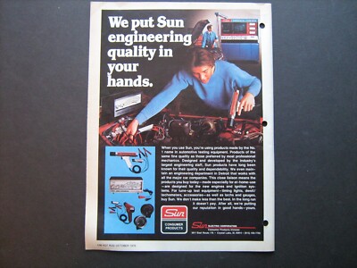 1976 SUN Electric Tune-Up Tools (diagnostic computer, lights ++)-orig vintage ad