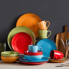 vancasso NAVIA Dinnerware Set 16 Pc Stoneware Vintage Multicolor Service for 4