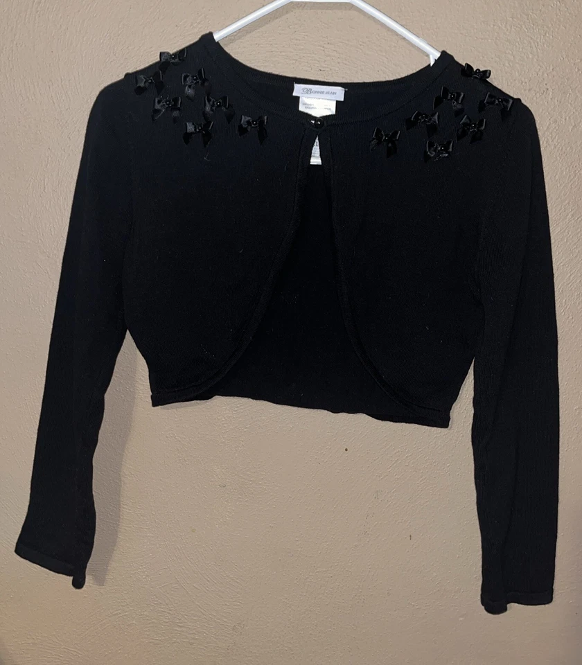 Bonnie Jean Little Girls Black Cropped Cardigan Bolero Sweater - Size XL Foto 2 de 4